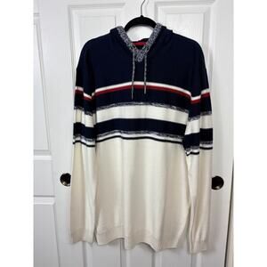 Commerce Engineered Stripe Hoodie Men's Sweater Navy White 3XL NWT
